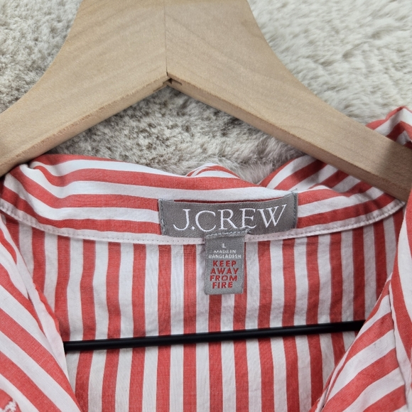 J. Crew Long Sleeve Cropped Pajama Pant Set Striped Cotton Poplin Large - Picture 8 of 12